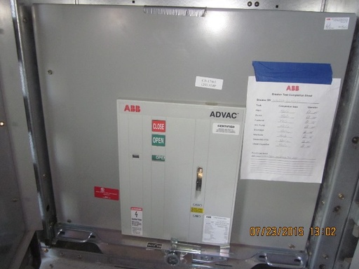 [039887] 1200 Amp, ABB, ADVAC, 15 KV, 125 CLOSE & TRIP, UNUSED:1