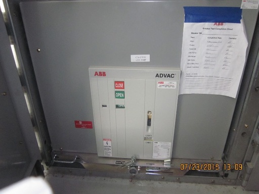 [039892] 1200 Amp, ABB, ADVAC, 15 KV, 125 CLOSE & TRIP, UNUSED:1