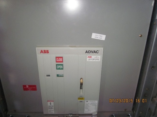 [039922] 3000 Amp, ABB, ADVAC, 4160 V., 2009, ELECTRICALLY OPERATED, UNUSED:1