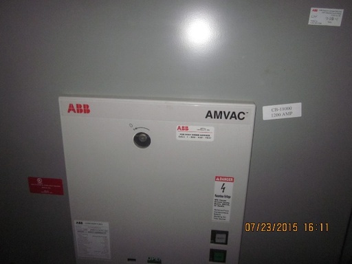 [039933] 1200 Amp, ABB, AMVAC, 4160 V., 2009, ELECTRICALLY OPERATED, UNUSED:1