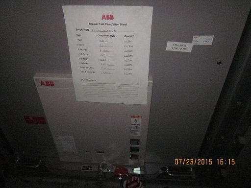 [039937] 1200 Amp, ABB, AMVAC, 4160 V., 2009, ELECTRICALLY OPERATED, UNUSED:1