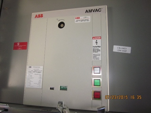 [039958] 1200 Amp, ABB, AMVAC, 4160 V., 2009, ELECTRICALLY OPERATED, UNUSED:1