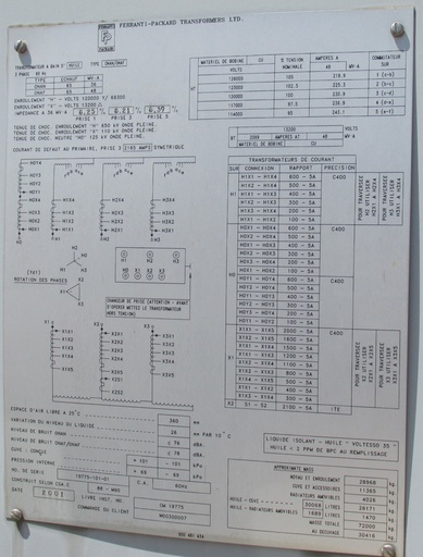 [040130] 36000/48000 KVA, Pri 120000Y/69300, Sec 13200 D, FERRANTI-PACKARD, GSU