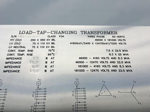 [040710] 25 MVA, Pri 161KV D X 46KV D, Sec 12470GRDY X 4160GRDY, 2010, LTC, MOBILE, NEW