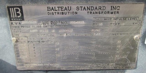 [040856] 1000/1120 KVA, Pri 13800 D, Sec 480Y/277, BALTEAU, OA-FFA, AL WINDINGS: