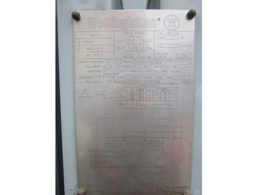 [041364] 1000 KVA, Pri 4160 D, Sec 480Y/277, WESTINGHOUSE, SILICONE: