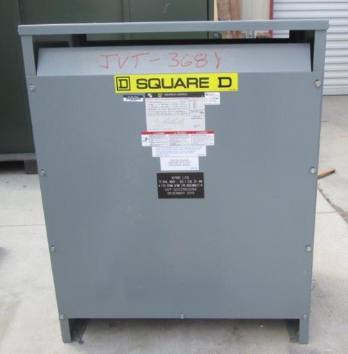 [041473] 75 KVA, Pri 480 D, Sec 208Y/120, SQUARE D, GENERAL PURPOSE, UL RATED;