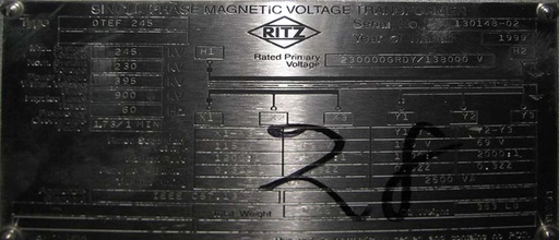 [041935] RITZ PT OTEF 245, 230/138 KV, Sec. 69/115 V, 2000/1200:1