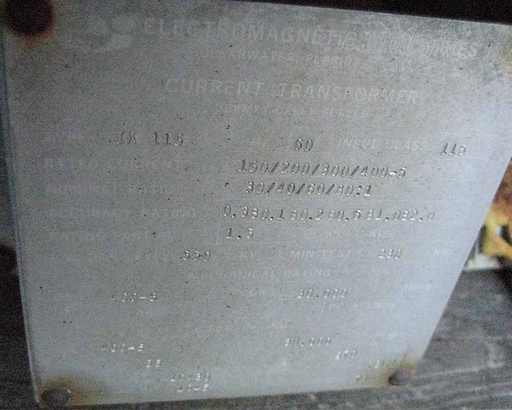 [041951] ELECTRO-MAGNETIC INDUSTRIES CT, 115000 V, 400:5 MRCT, TYPE IK-115:2
