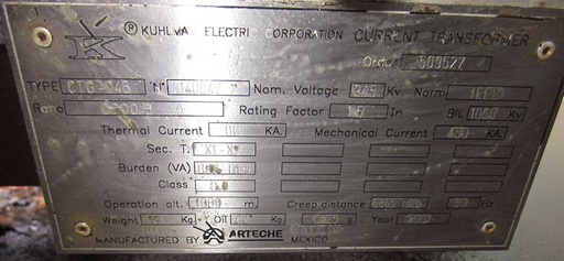 [041961] ARTECHE CT'S TYPE CTG-242, 2000:5, 242000 V, 2001, OUTDOOR, UNUSED:3