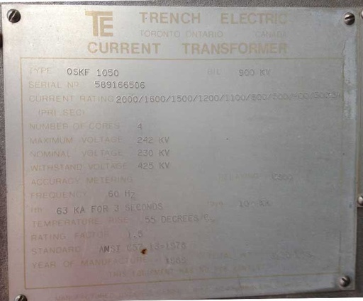 [041964] TRENCH MRCT'S TYPE OSKF 1050, OUTDOOR, 242000 V, 2000:5 MRCT'S:3