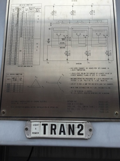 [042068] 10000/14000 KVA, Pri 43800 D, Sec 12470Y/7200, US TRANSFORMER WEST, LTC:1