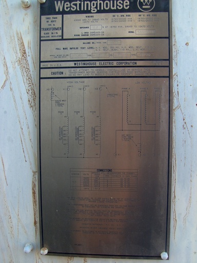 [042151] 16740/25000 KVA, Pri 69000Y/39840, Sec 12470 D, WESTINGHOUSE, GSU, COPPER