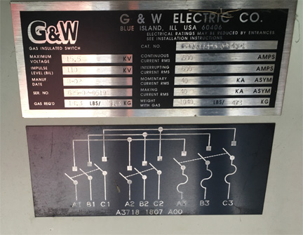 [042258] 600 Amp, G & W, No. FPRAM33-376F-40PI, 15500 V., FUSED, 3-WAY GAS
