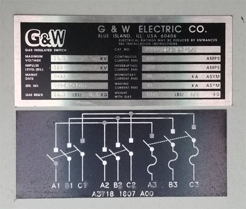 [042260] 600 Amp, G & W, No. FPRAM33-376F-40PI, 15500 V., FUSED, 3-WAY GAS