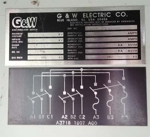 [042263] 600 Amp, G & W, No. FPRAM33-376F-40PI, 15500 V., FUSED, 3-WAY GAS