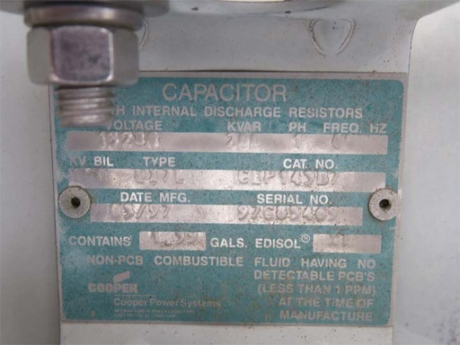 [042276] 7200 KVAR, 13200 V, COOPER CEB96035A2, 36 CANS @ 200 KVAR, SINGLE PHASE