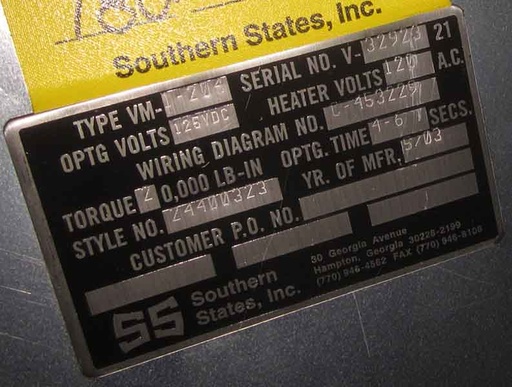 [042399] SOUTHERN STATES, No. VM1-204, 125 VDC CONTROLLER, STYLE 24400323:1