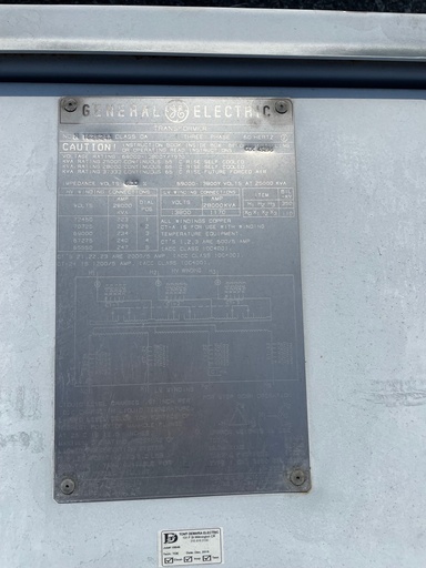 [042420] 25000/37333 KVA, Pri 69000 D, Sec 13800Y/7970, GENERAL ELECTRIC, COPPER
