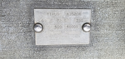 [042490] 600 Amp, GOULD BROWN BOVERI, TTRU6, 69000 V., HORIZONTAL MOUNT, VERTICAL BREAK