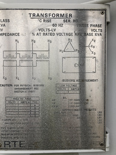 [042668] 3750/4200/4687/5249-FUT KVA, Pri 34400 D, Sec 4160 Y, RTE, AL WINDINGS