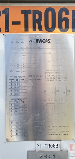 [043890] 13330/24880 KVA, Pri 13800 D, Sec 4160Y/2400, SD MYERS, COPPER WINDINGS