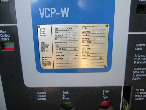 [043965] 2000 Amp, WESTINGHOUSE, 50VCPW-250, 4.76 KV, 48 VDC COSE & TRIP, E/O, D/O:1