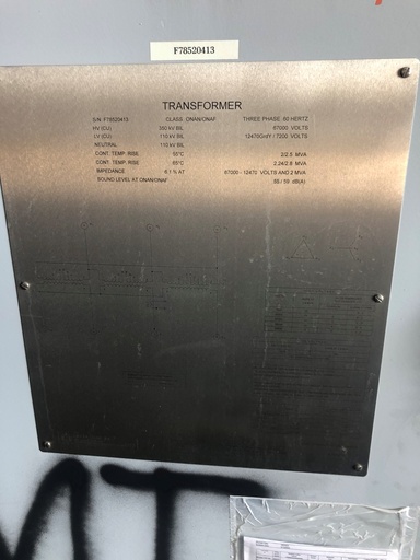 [044142] 2000/2800 KVA, Pri 67000 D, Sec 12470Y/7200, DELTA STAR, COPPER