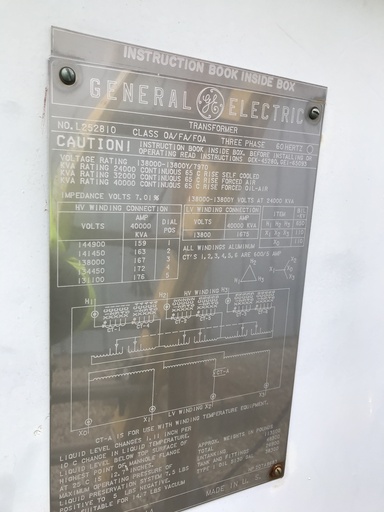 [044144] 24/32/40 MVA, Pri 138000 D, Sec 13800Y/7970, General Electric Transformer
