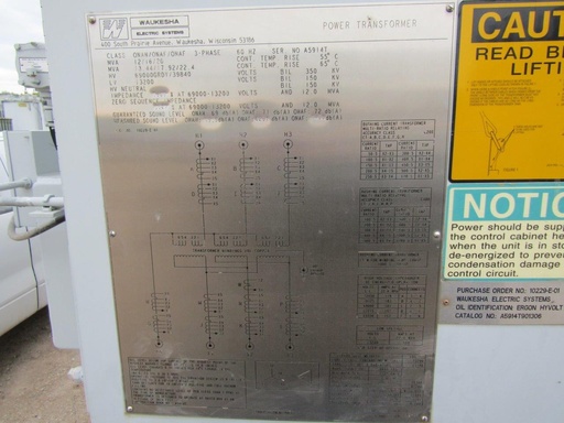 [044243] 12000/22400 KVA, Pri 69000GRDY/39840, Sec 13200 D, 2006, WAUKESHA, COPPER:1