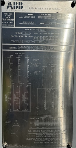 [044523] 30/33.6/40/44.8/50/56 MVA, ABB, Pri 230000 D, Sec 13800Y/7967 Copper