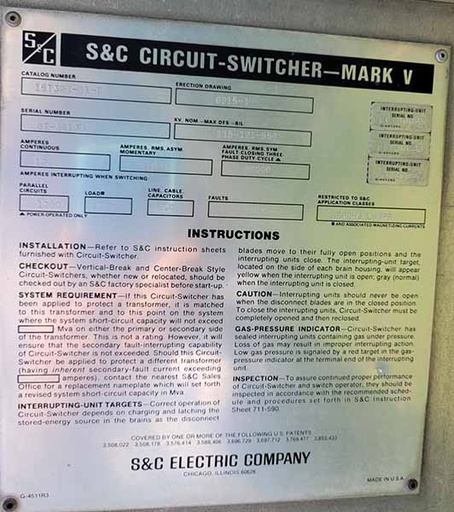 [044677] 1200 Amp, S & C, 115000 V, MARK V CIRCUIT SWITCHER CONTROLLER