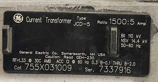 [044756] 15 KVA, GE JCD-5 CURRENT TRANSFORMERS, 755X031009