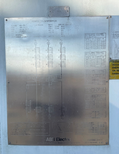 [044858] 40000 KVA, Pri 230000 D, Sec 13800Y/7970, ReBUILT ABB STEP DOWN TRANSFORMER