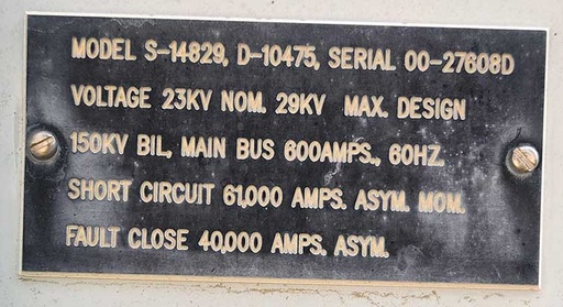 [044950] 600 Amp, 38 KV, POWERCON PIF LOAD BREAK INTERRUPTER SWITCH