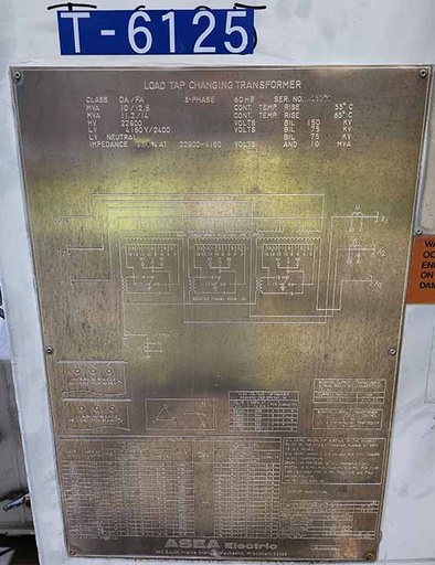 [044959] 10/14 MVA, 22900-4160Y/2400 LOAD TAP CHANGING TRANSFORMER BY ASEA ELECTRIC