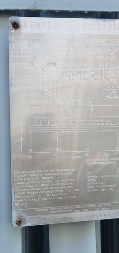 [045006] 10/14 MVA, PRI 69000D, SEC 13800Y/7970 GENERAL ELECTRIC SUBSTATION TRANSFORMER:2