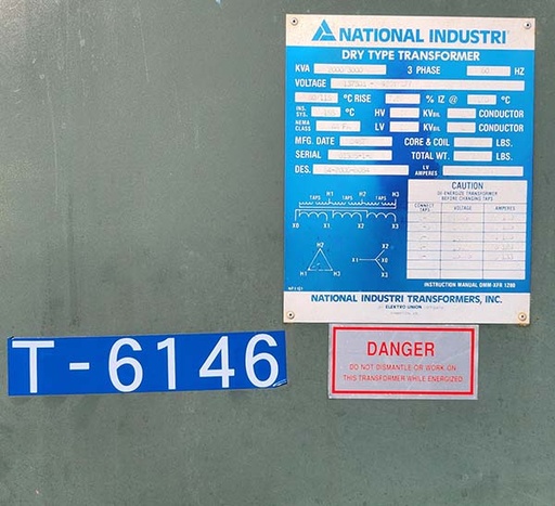 [045027] 2000/3000 KVA, Pri 13750D Sec 480Y/277 NATIONAL INDUSTRIES DRY TYPE TRANSFORMER, N3R
