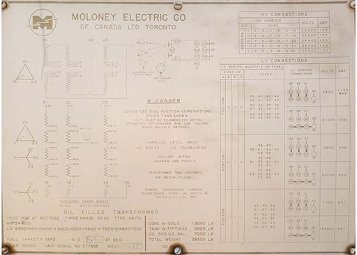 [045106] 7500 KVA, Pri 34400 D, Sec 4800/8320Y, MOLONEY MOBILE SUBSTATION