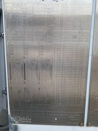 [045409] 20/26.6/33 MVA, Pri 115000 D, Sec 13800 Y, HICO OLTC SUBSTATION TRANSFORMER