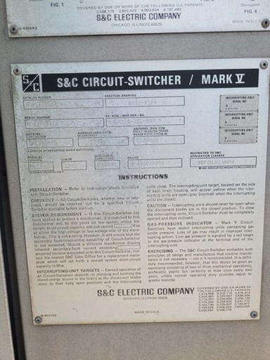 [045489] 1200 Amp, S&C, No. MARK V, 121000 V., Circuit Switcher and Controller