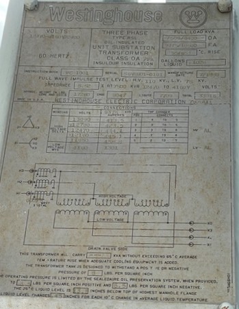 [045577] 7500/8400 KVA, Pri 12470 D, Sec 4160 Y, WESTINGHOUSE SUBSTAITON TRANSFORMER