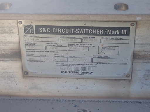 [045696] 1200 amp 138kv S&C Circuit Switcher, Cat No 178329-7C
