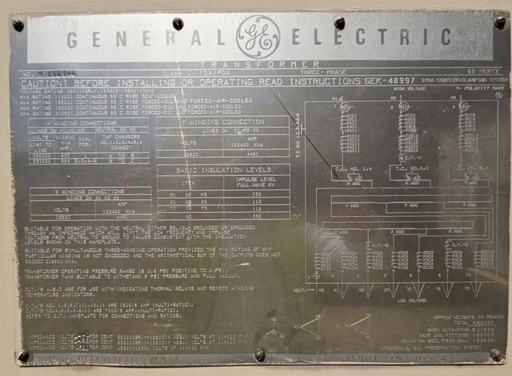 [046155] 114/152/180/212 MVA, 230000GRDY - 13800D x 13800D GE Split Secondary Substation Transformer