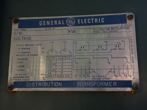 [046166] 1500 KVA GE 12470GRDY/7200 480Y/277, Pad-Mount, DF/RF