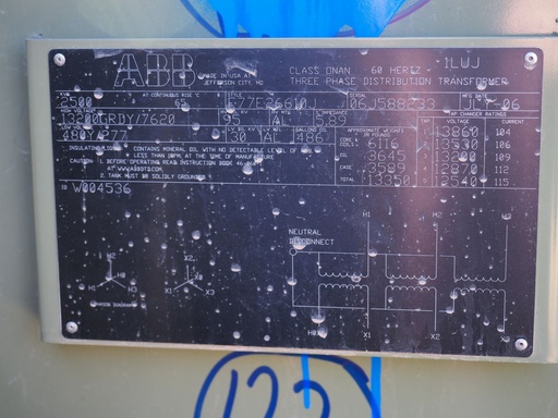 [046403] 2500 KVA 13200 GRDY/7620 480Y/277, ABB, Pad-Mount, DF/RF