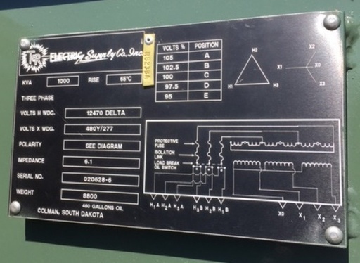 [046488] 1000 kVA 12470D - 480Y T&R Padmount Transformer