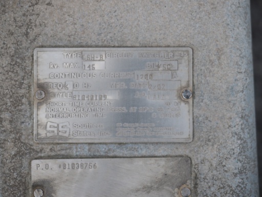 [046756] 1200 Amp 145 kV Southern States Circuit Switcher, CSH-B