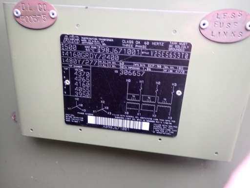 [046779] 500, kVA, 4160/2400 V, Wye, 480/277, V, Wye