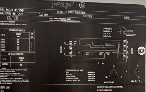 [046858] 15MVA 12470 D - 4160Y GE Prolec Substation Transformer